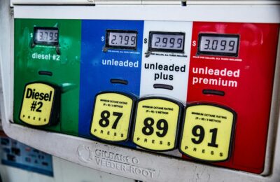 gas station price sign high fuel prices US consumer inflation - Photo by Ekaterina Belinskaya