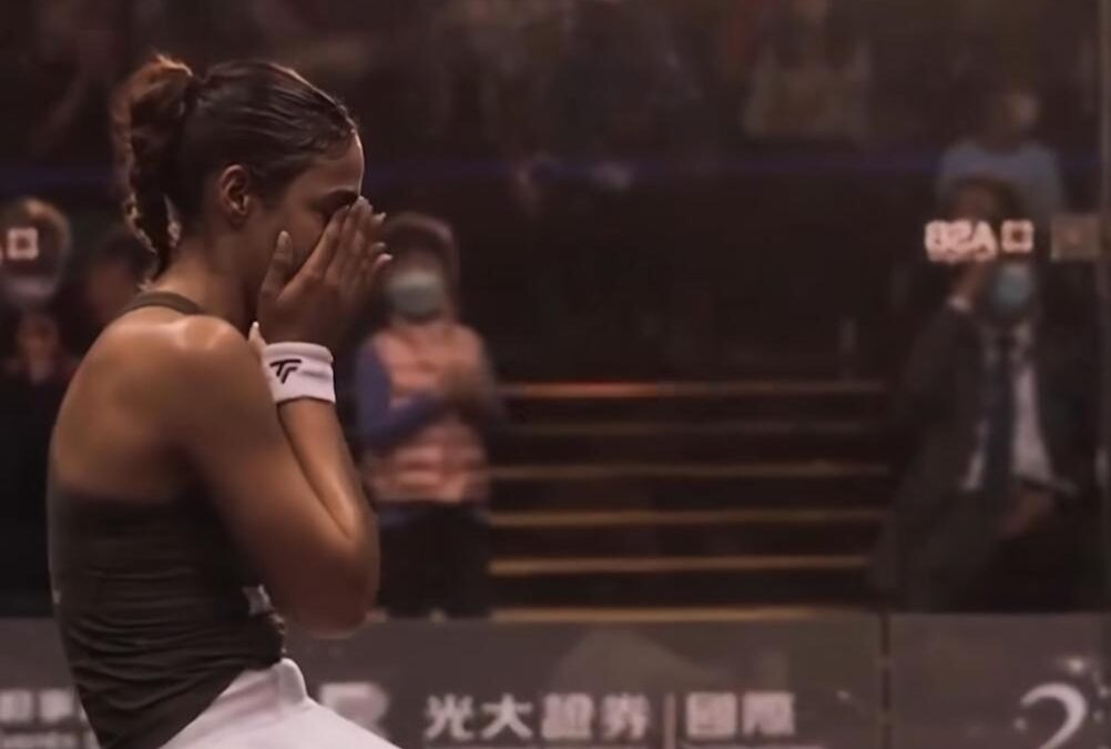 Hania El Hammamy celebrates at El Gouna International 2026 squash final