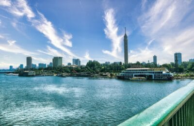Cairo skyline with Nile view and Egyptian currency