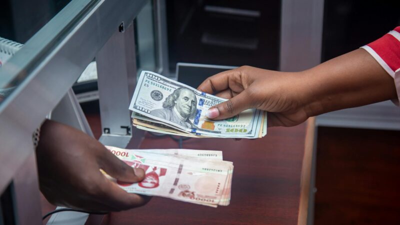 Egyptian pound banknotes and US dollars at a currency exchange counter in Cairo showing the EGP decline in 2026