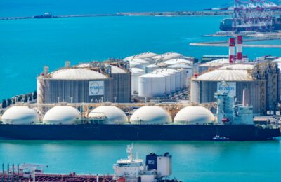 LNG tanker at Qatar export terminal